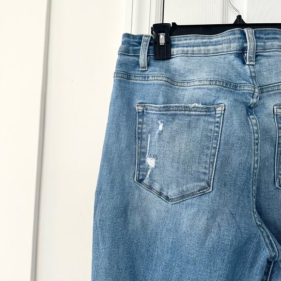 Vervet High Rise Distressed Flared Leg White Wash Denim Jeans Clean Hem 32 - Picture 4 of 15